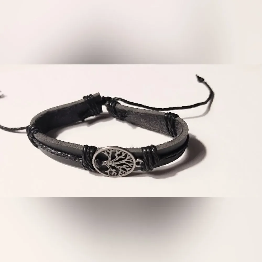 Men's bracelet leather Tree of life new d44‎